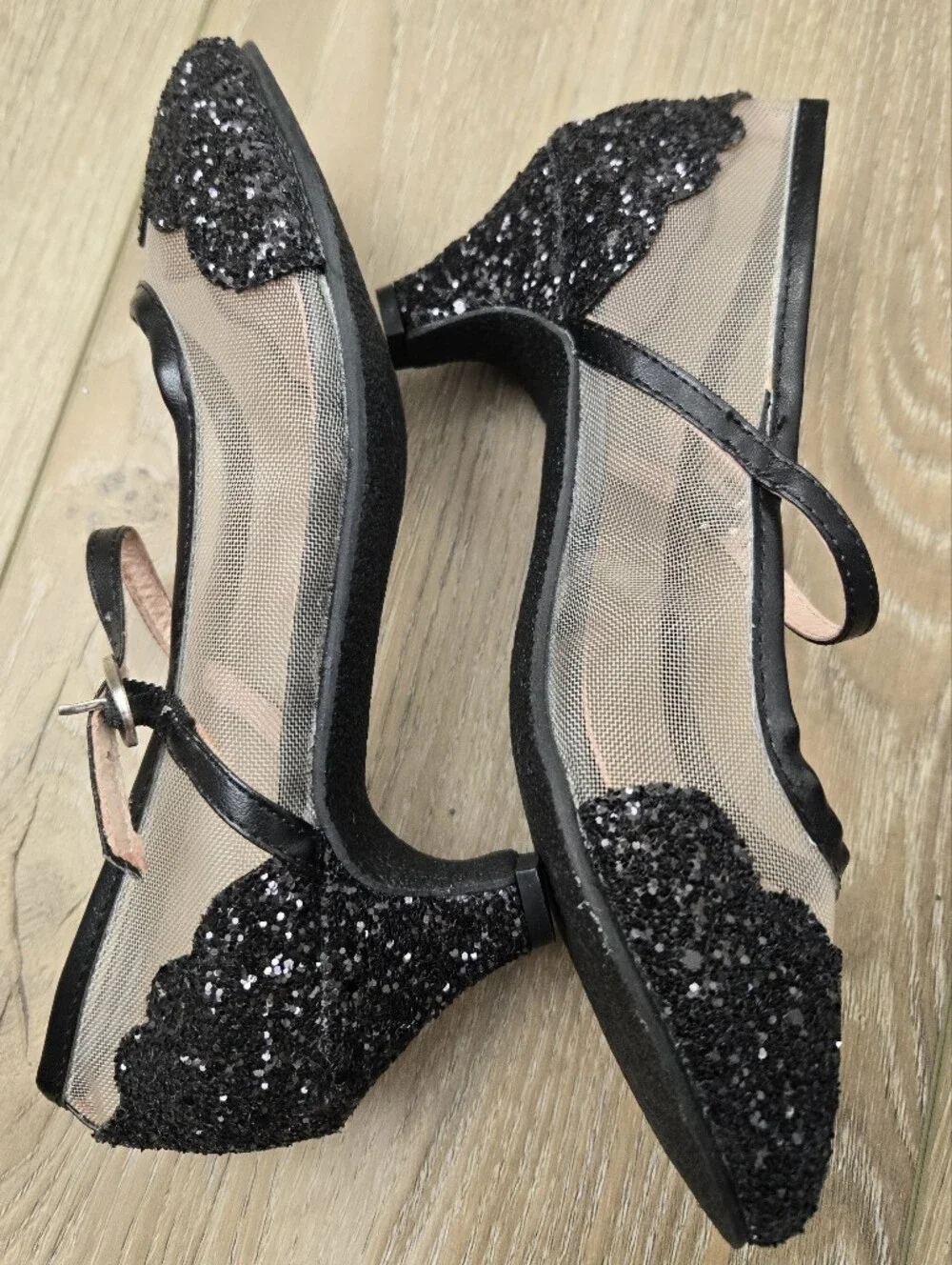 Chasing Fireflies Mesh & Glitter Heeled Maryjane Shoes, 2 Kids